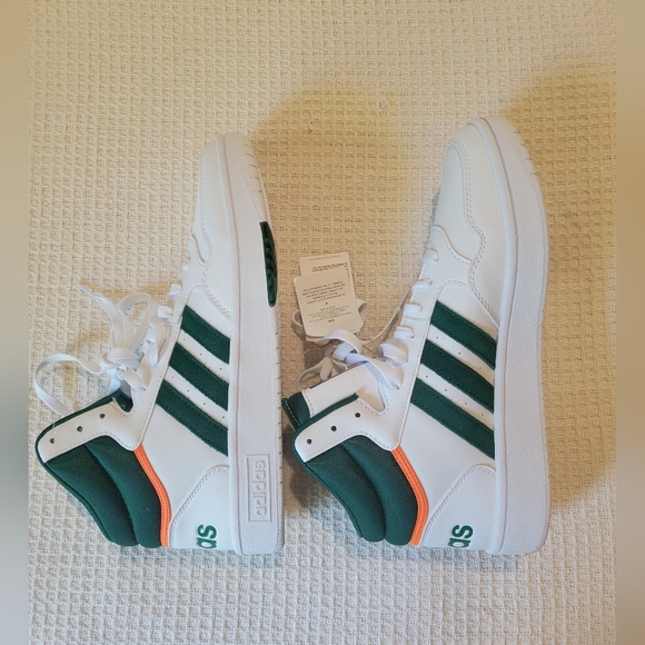 Adidas Men's White and Green High-Top Sneakers - Picture 8 of 11